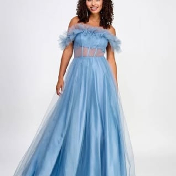 BCX Glittery Blue Dress - Picture 1 of 3